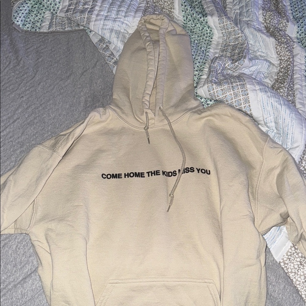 Jack Harlow Come Home The Kids Miss You - Tan Hoodie with Black Text